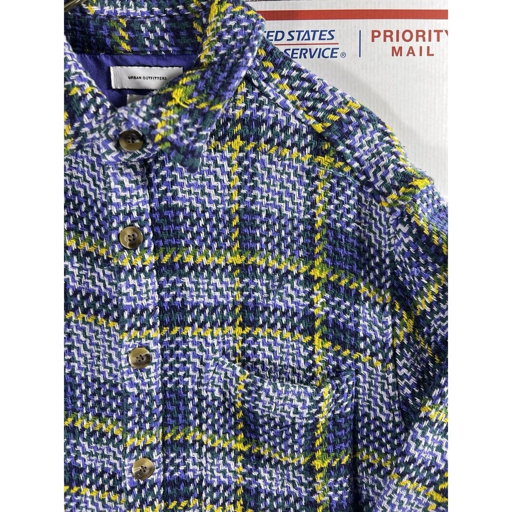 Urban Outfitters Men's‎ Flannel Plaid Woven Twill Shirt Size M Blue/Green - Picture 2 of 9